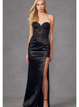 Corset 3D Floral Embellished Prom Gown-juliet-jt2476u