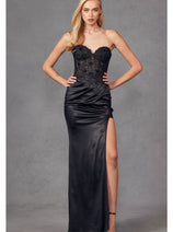 Corset 3D Floral Embellished Prom Gown-juliet-jt2476u