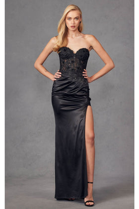 Black Bridesmaid Dresses-Inexpensive Corset 3D Floral Juliet JT2476U
