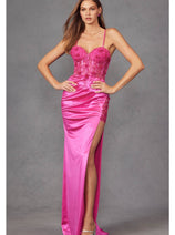 Corset 3D Floral Embellished Prom Gown-juliet-jt2476u