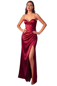 Corset Bodice Sheath Prom Gown 2025 Elegant Formal Dress - Burgundy / 4 - Prom