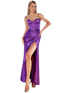 Corset Bodice Sheath Prom Gown 2025 Elegant Formal Dress - Purple / 12 - Prom