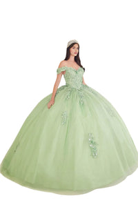 Corset Fitted Lace Floral Ball Gown 2025 Special Occasion Dress - GREENERY / XS - Dress