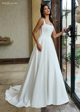 Rachel Allan RB4209 Square Crepe A-line Bridal Gown