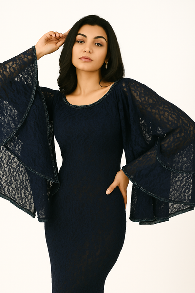 Round Neck Bat Sleeve Mermaid Dress with Lace CF20210161 by FG