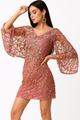 Vestido de cuello redondo con cuentas y mangas murciélago CF19200124 de FG