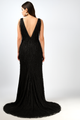 Vestido de tul con flecos y escote en V, corte A, CF19200131 de FG