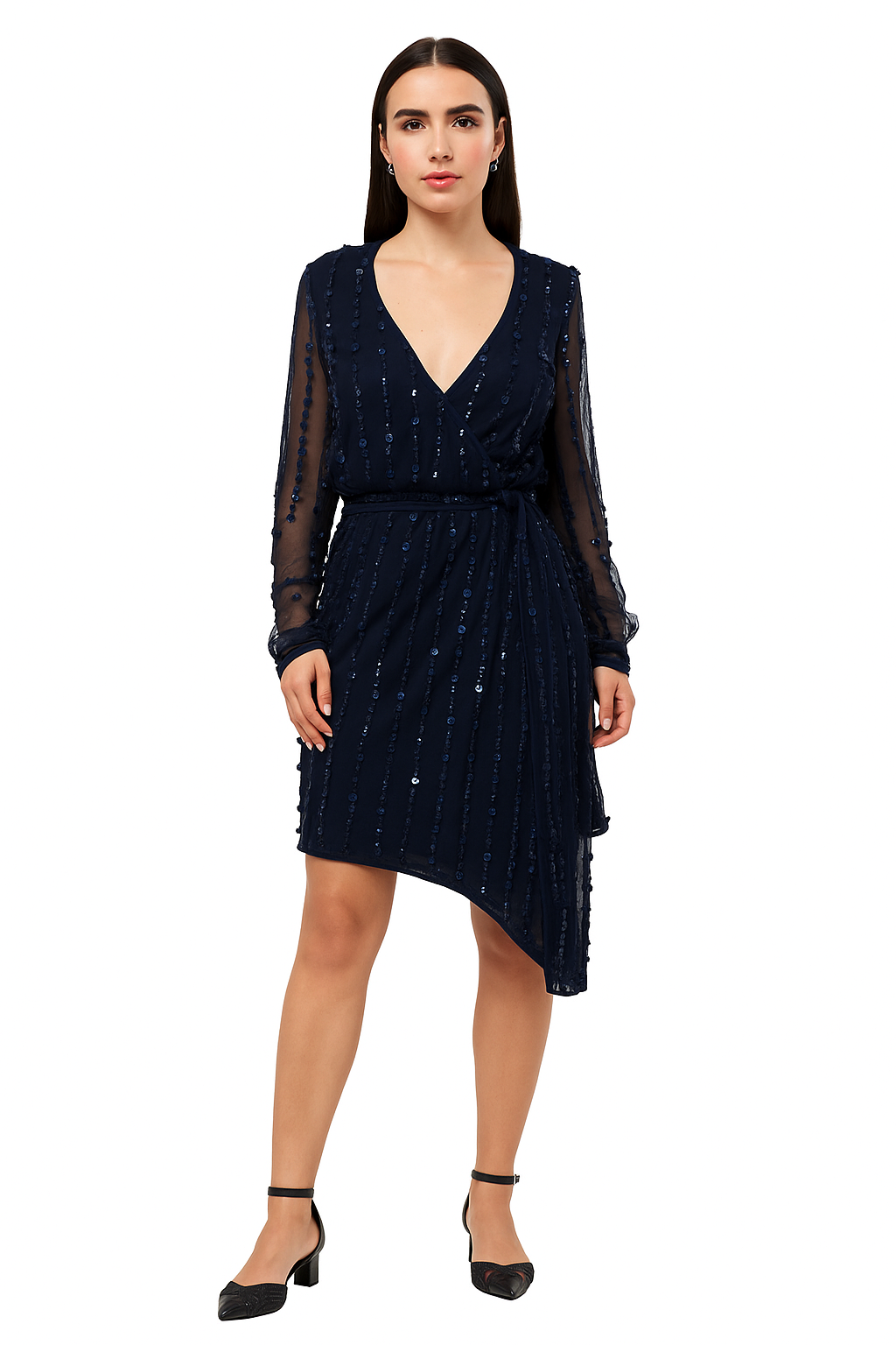 Plunging V-Neck Asymmetrical Dress CF19201106 by FG