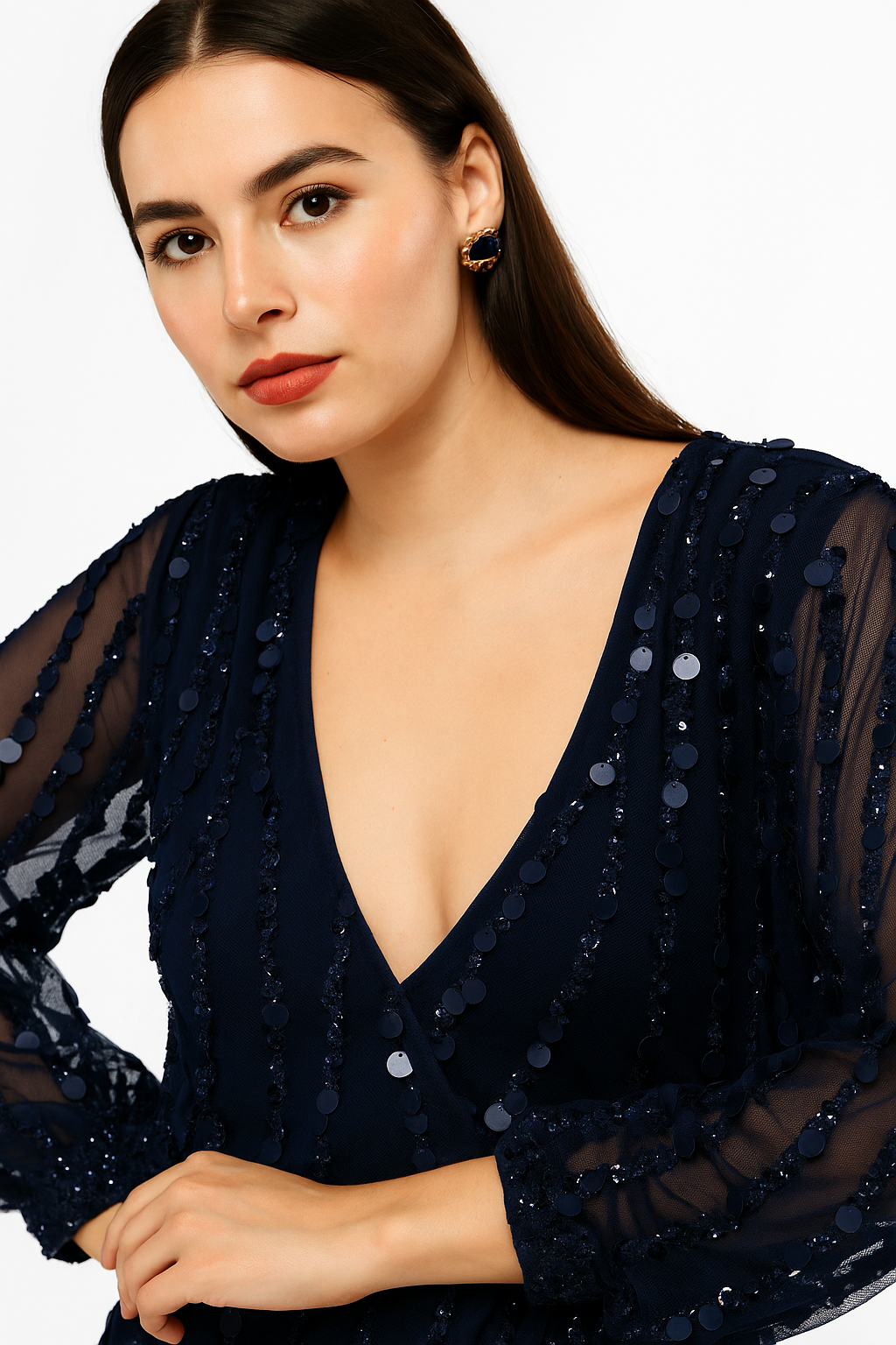 Plunging V-Neck Asymmetrical Dress CF19201106 by FG