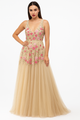 Vestido de tul con escote en V y detalles de alta costura hechos a mano CF19201111 de FG