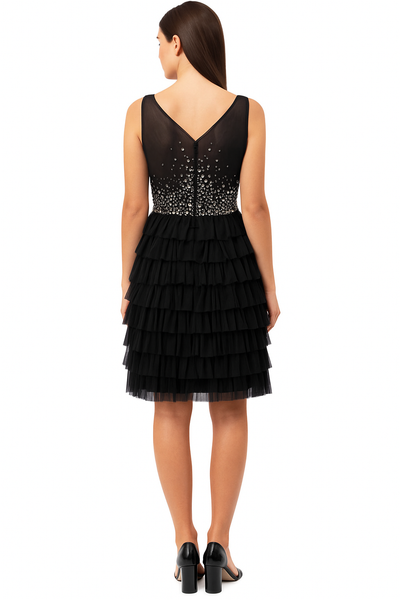 V-Neck Tulle Ruffle Dress CF19201112 by FG