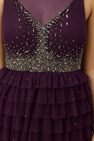 V-Neck Tulle Ruffle Dress CF19201112 by FG