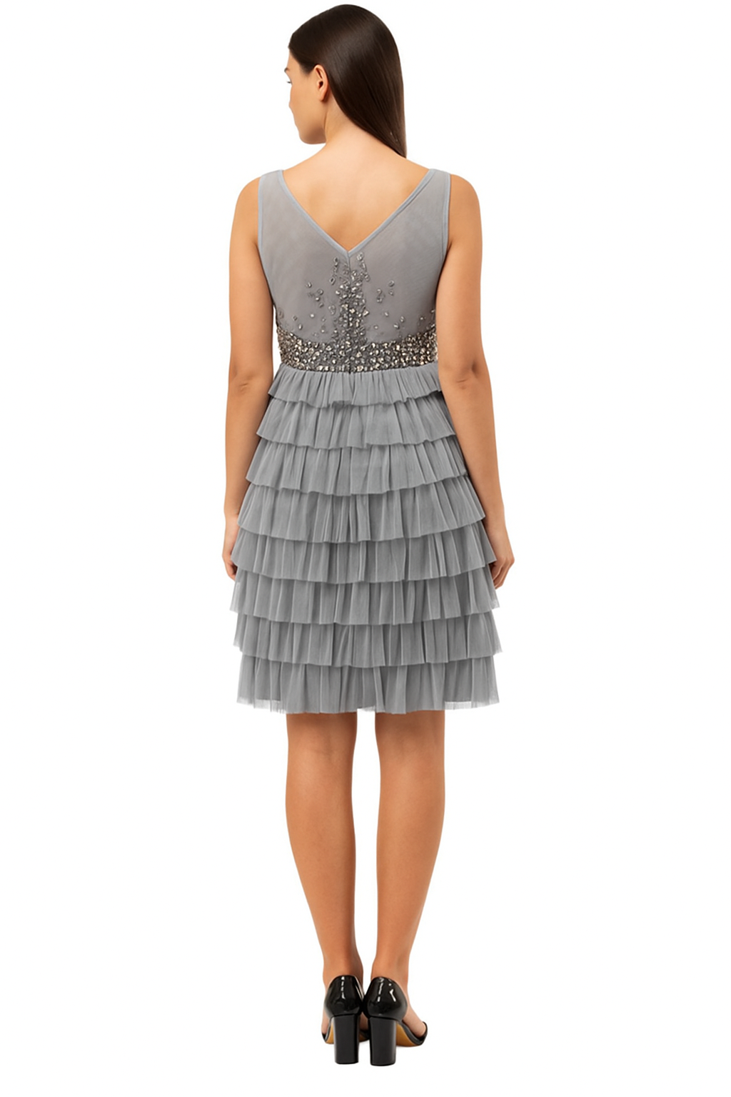 V-Neck Tulle Ruffle Dress CF19201112 by FG