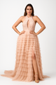 Vestido largo con escote halter pronunciado y abertura CF19201216 de FG