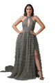 Vestido largo con escote halter pronunciado y abertura CF19201216 de FG