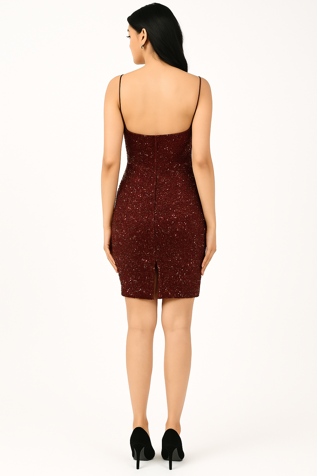 Vestido de cóctel con lentejuelas multicolor y escote desbocado CF19201222 de FG