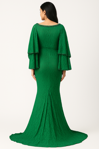 Round Neck Bat Sleeve Mermaid Dress with Lace CF20210161 by FG