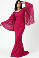 Vestido sirena con cuello redondo, mangas murciélago y encaje CF20210161 de FG
