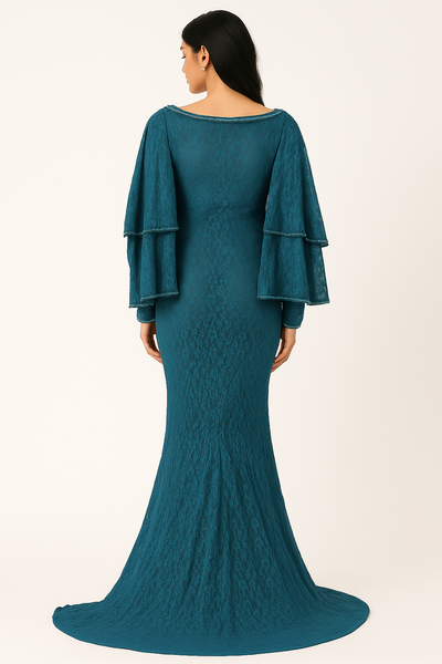 Round Neck Bat Sleeve Mermaid Dress with Lace CF20210161 by FG