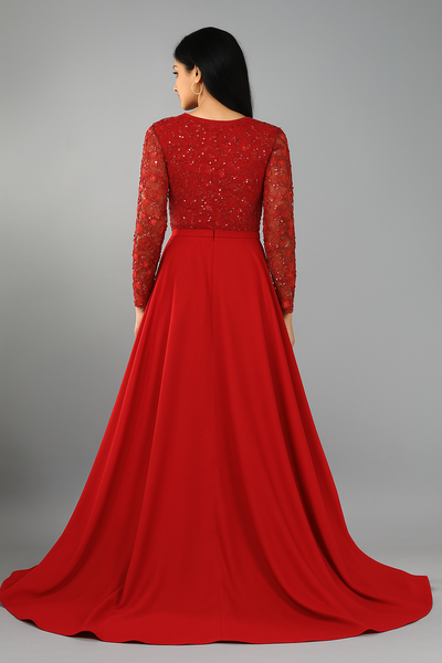 Elegant A-Line Long Dress with Embellishments CF20211262 by FG