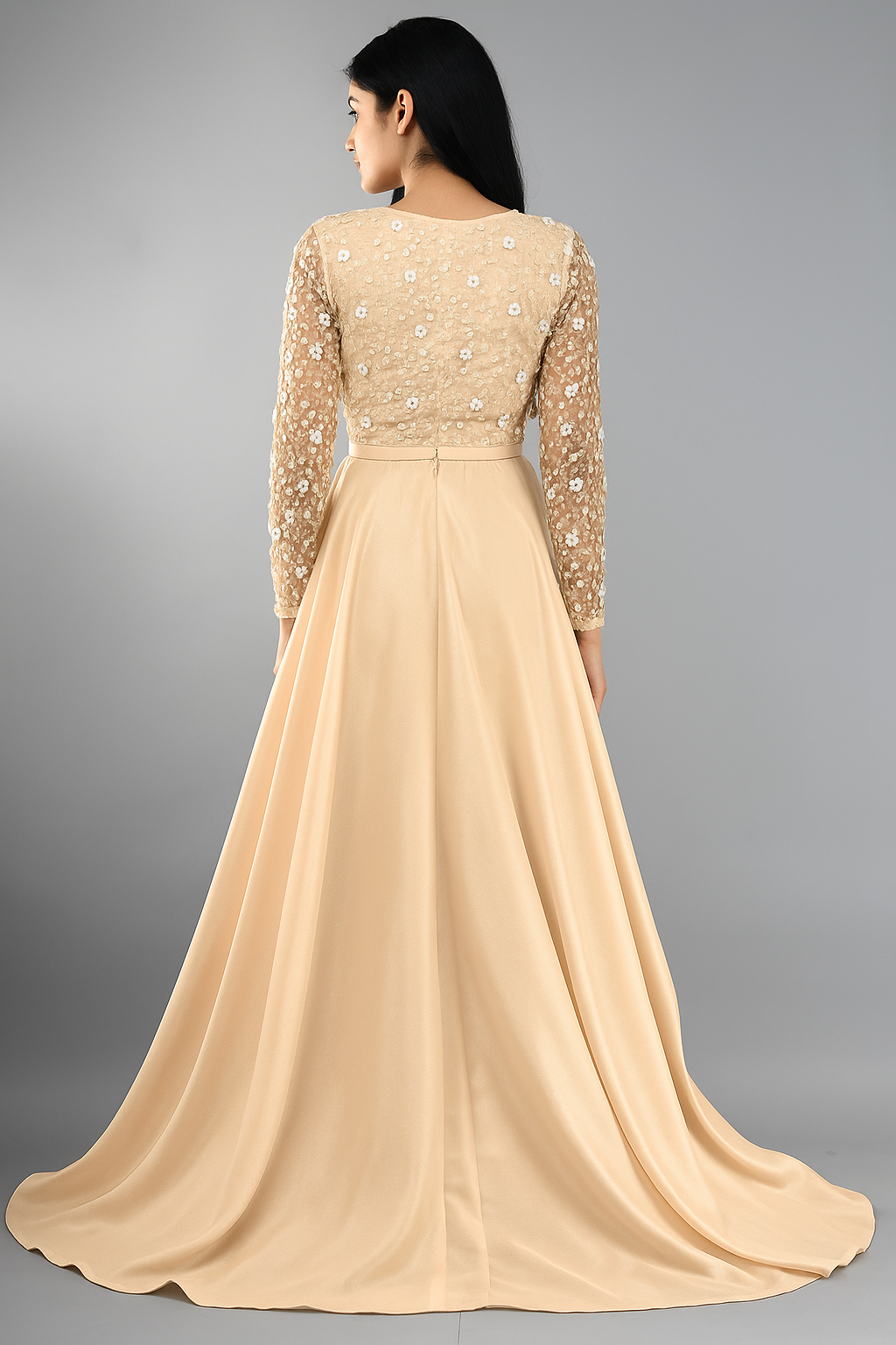Elegante vestido largo corte A con adornos CF20211262 de FG