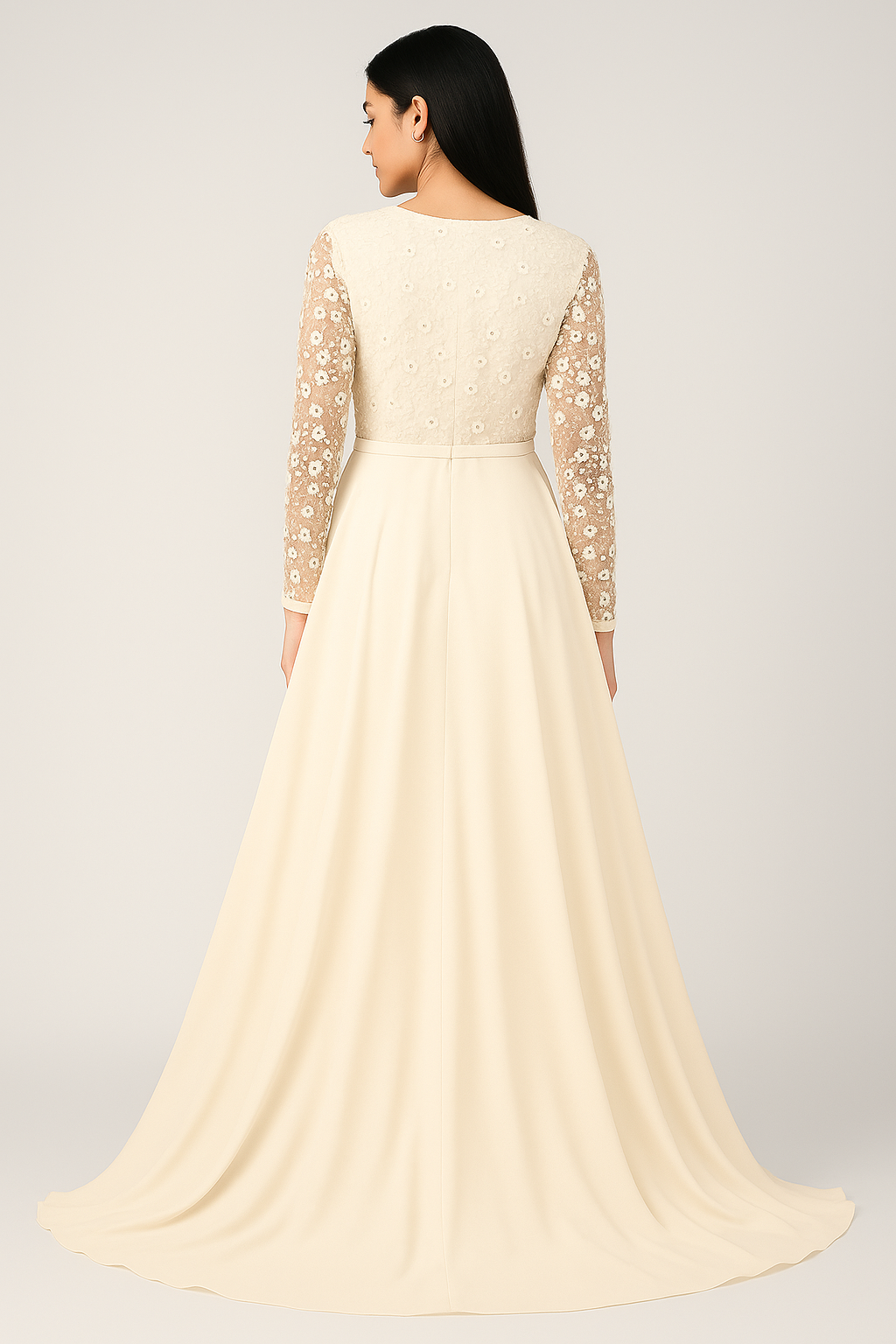 Elegante vestido largo corte A con adornos CF20211262 de FG