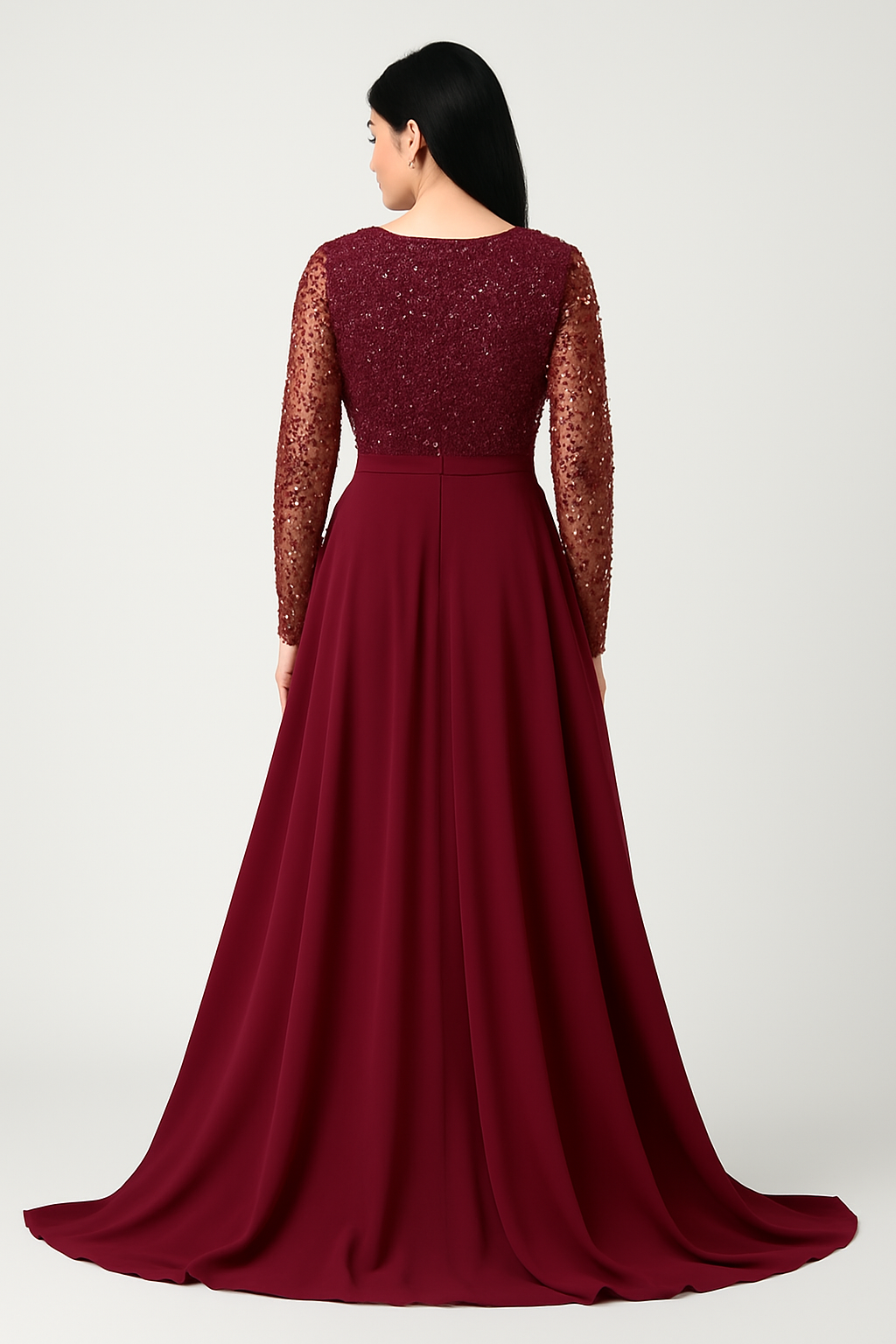Elegante vestido largo corte A con adornos CF20211262 de FG