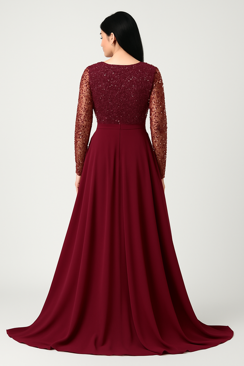 Elegante vestido largo corte A con adornos CF20211262 de FG