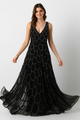 Vestido largo con escote en V y abertura CF22230393 de FG