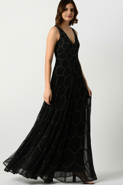 Long Dress with V-Neck & Cut-Out CF22230393 by FG