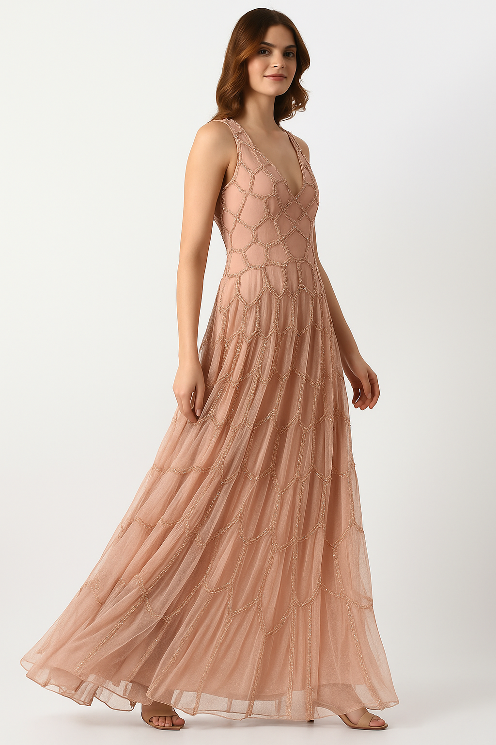 Long Dress with V-Neck & Cut-Out CF22230393 by FG
