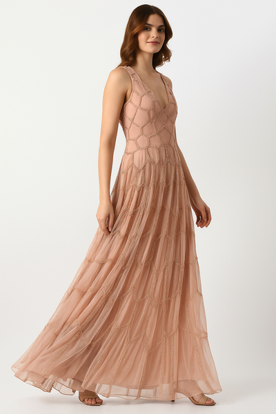 Long Dress with V-Neck & Cut-Out CF22230393 by FG
