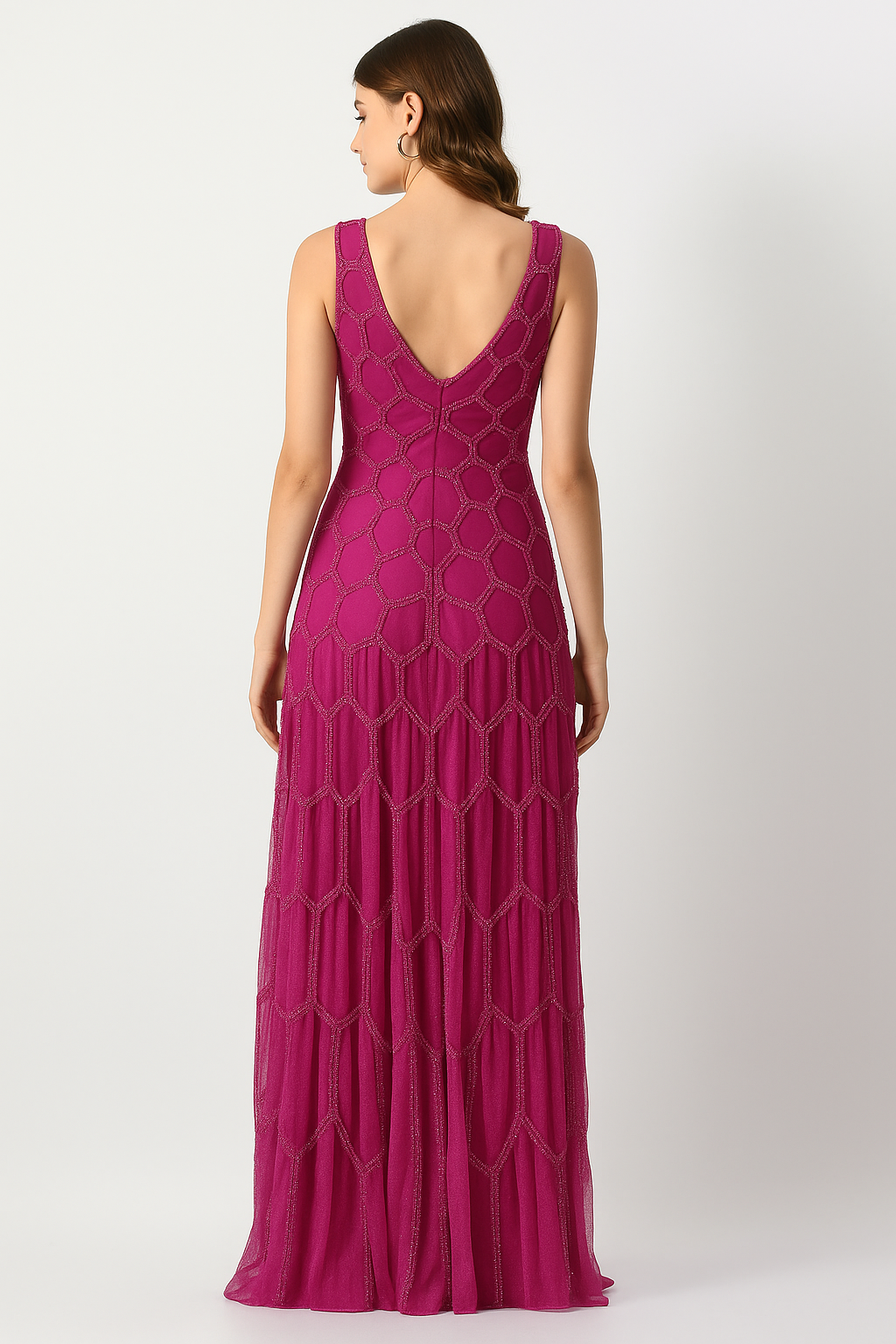 Long Dress with V-Neck & Cut-Out CF22230393 by FG