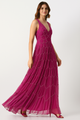 Vestido largo con escote en V y abertura CF22230393 de FG