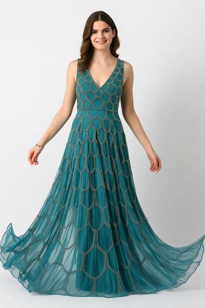 Long Dress with V-Neck & Cut-Out CF22230393 by FG