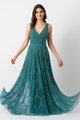Vestido largo con escote en V y abertura CF22230393 de FG