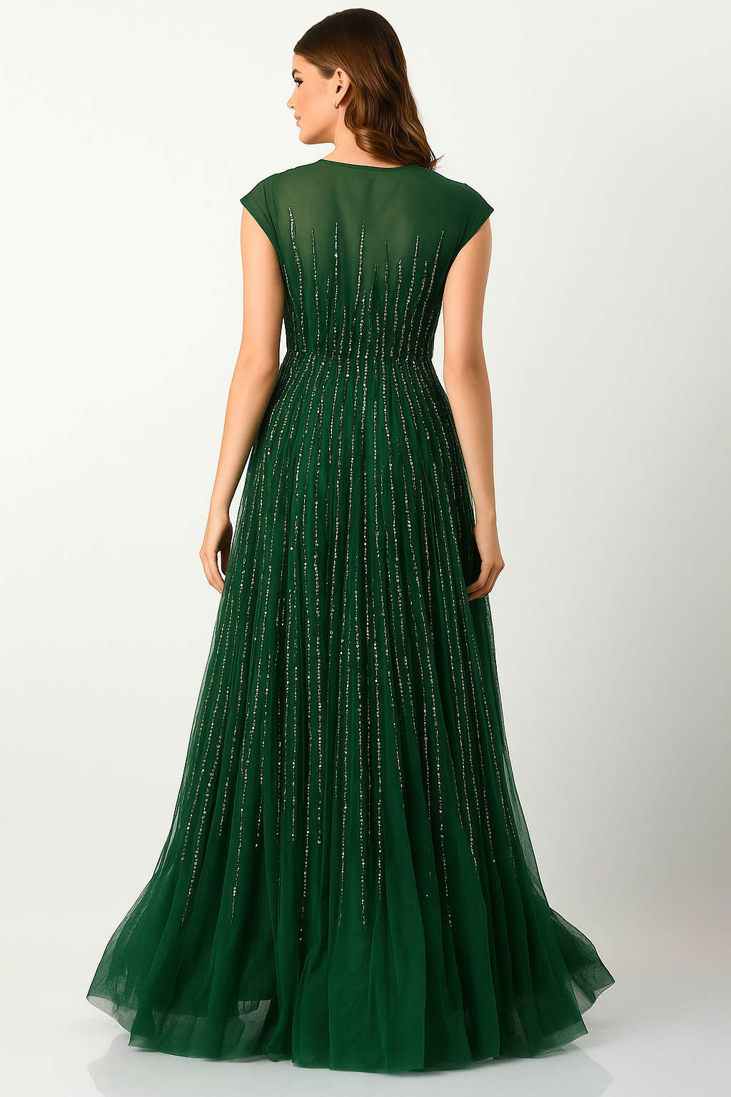 Vestido largo adornado con escote alto CF23240494 de FG