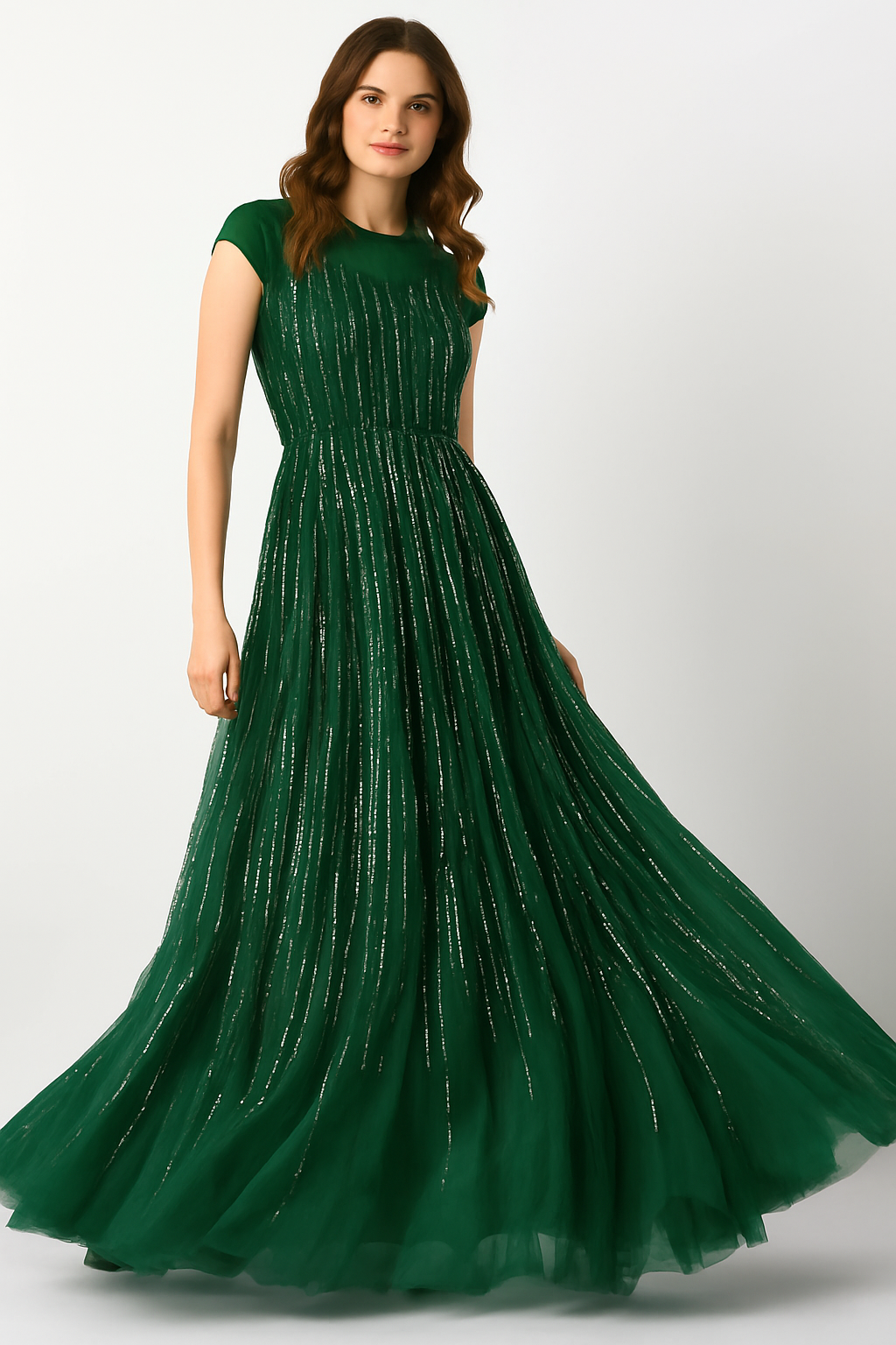 Vestido largo adornado con escote alto CF23240494 de FG