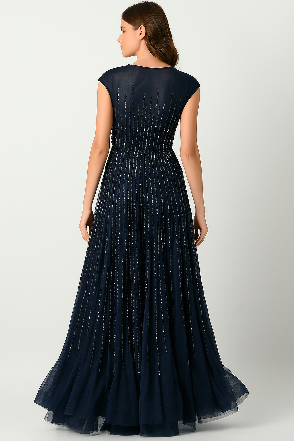 Vestido largo adornado con escote alto CF23240494 de FG