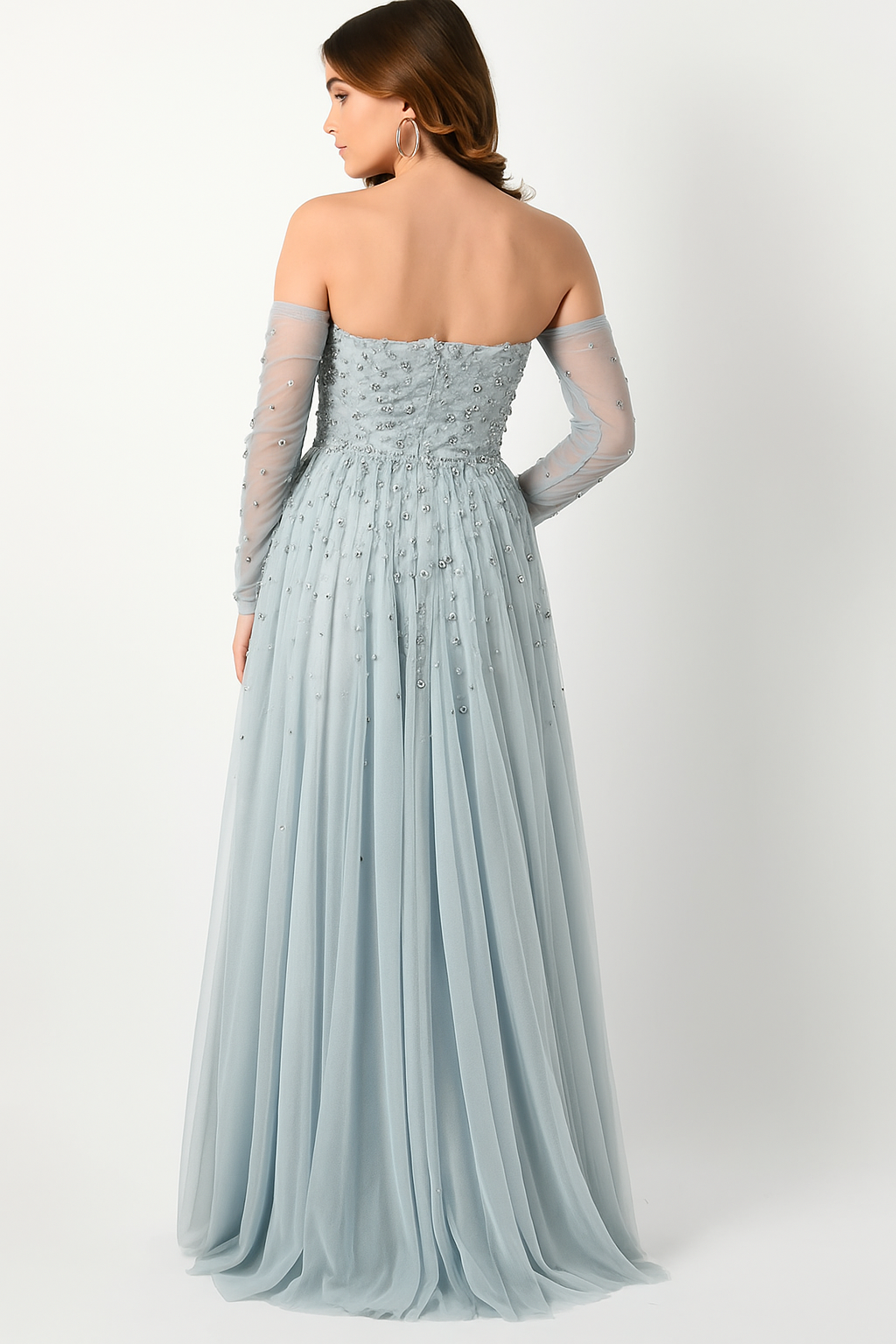 Elegante vestido de noche de corte A con hombros descubiertos CF23240997 de FG