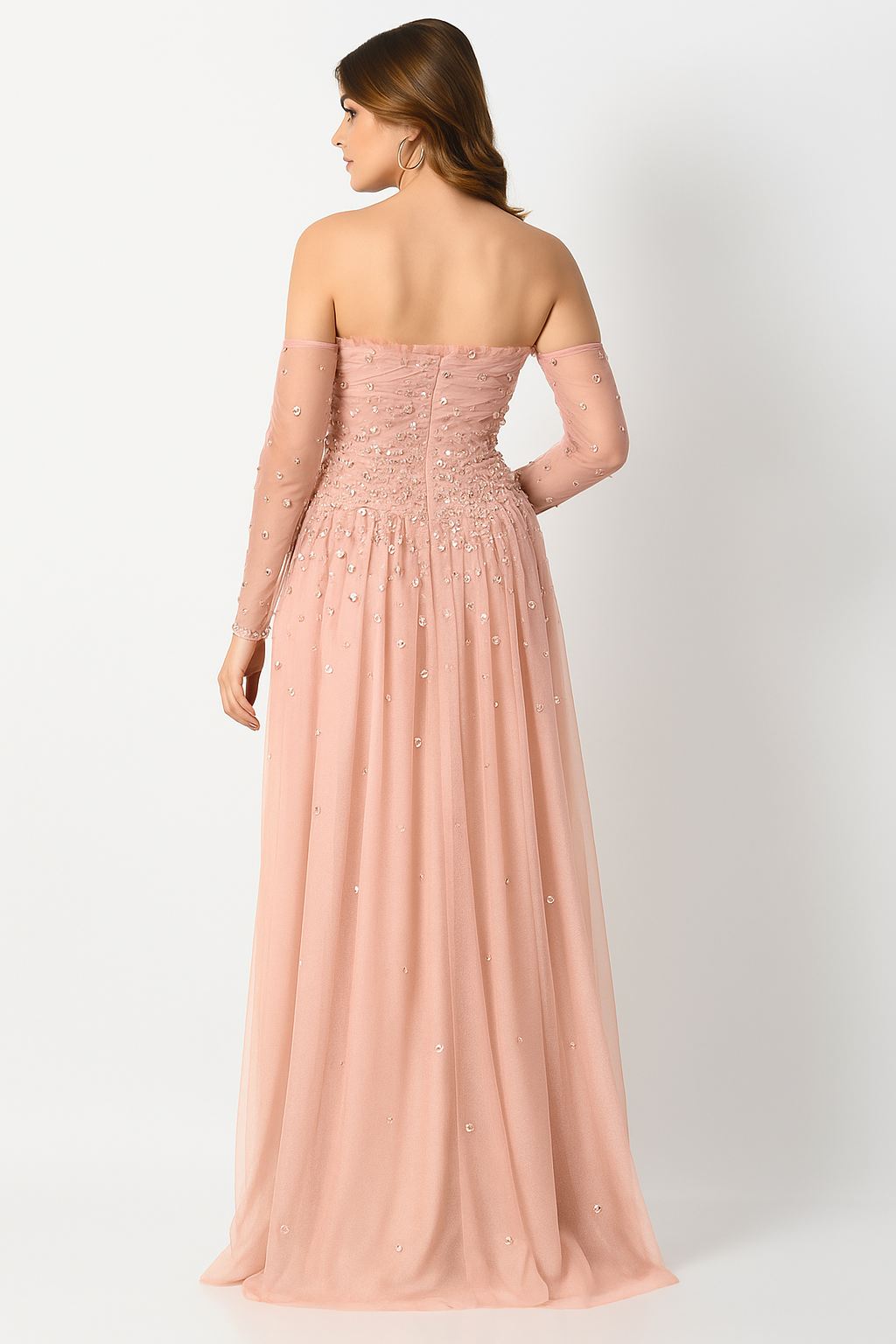 Elegante vestido de noche de corte A con hombros descubiertos CF23240997 de FG