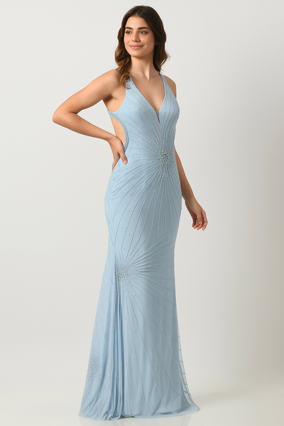 Form-Fitting Gown with Alluring Open Back CF23240998 by FG
