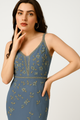 Vestido de noche Godet con detalles dorados CF242503102 de FG