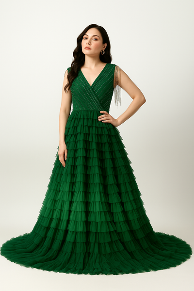 Sultry Yellow Ruffle and Fringed Sleeves CF242503103 by FG