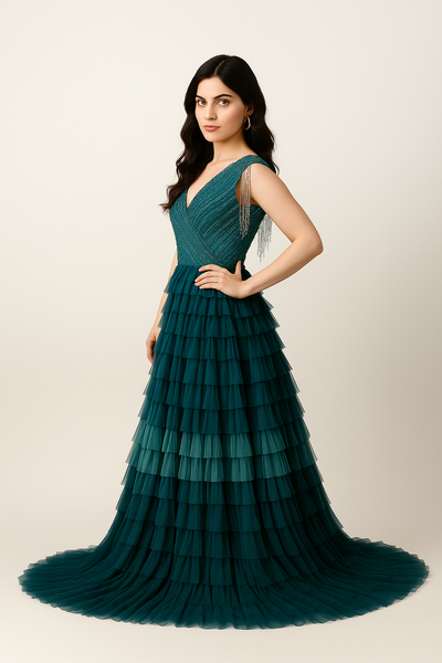 Sultry Yellow Ruffle and Fringed Sleeves CF242503103 by FG