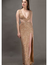 Elegant A-Line Long with V-Neckline Dress CF19200134 by FG