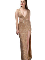 Elegant A-Line Long with V-Neckline Dress CF19200134 by FG