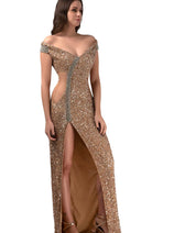 Plunging Off-Shoulder Maxi Dress CF19201217 by FG