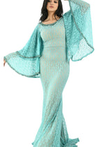 Round Neck Bat Sleeve Mermaid Dress with Lace CF20210161 by FG