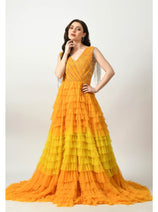 Sultry Yellow Ruffle and Fringed Sleeves CF242503103 by FG